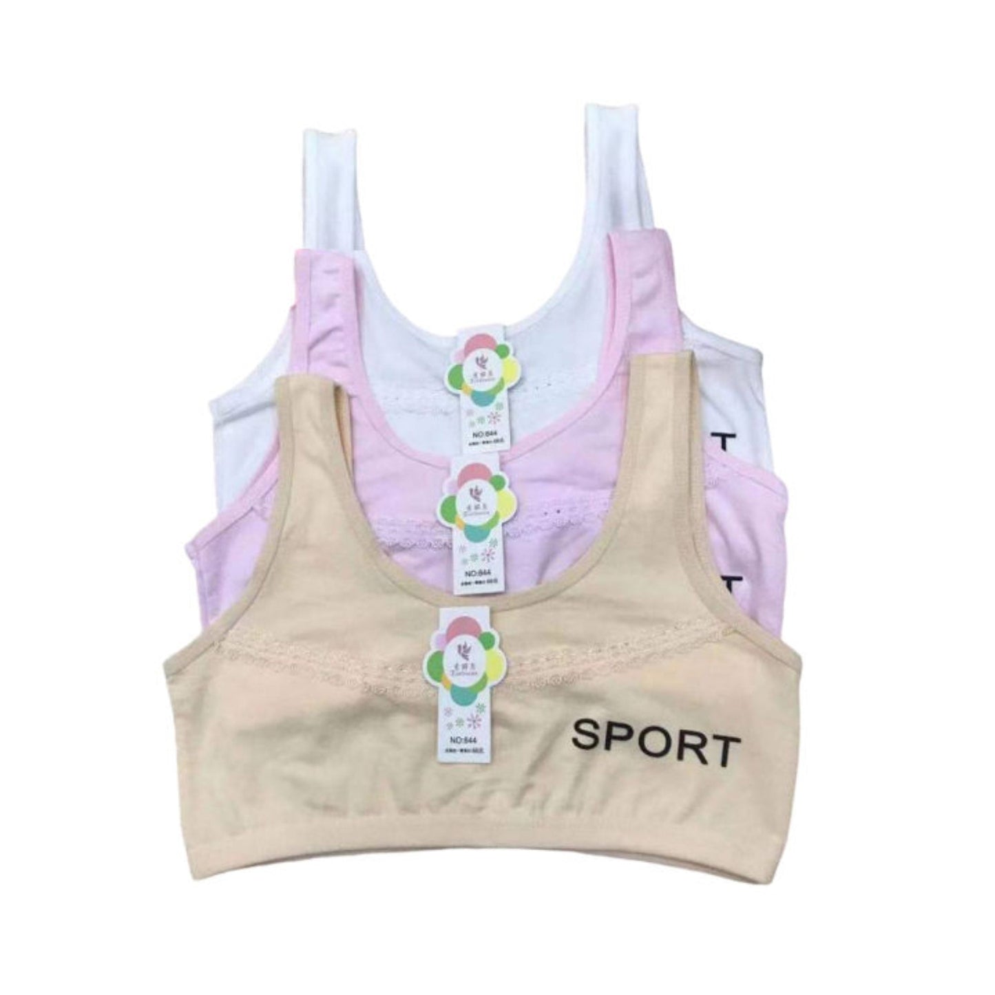 Pack of 3 Teenager Training Bras for Girls Soft Cotton, Breathable, and Comfortable Puberty Bras, Free Size, Stylish, and Durable