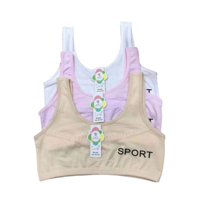 Pack of 3 Teenager Training Bras for Girls Soft Cotton, Breathable, and Comfortable Puberty Bras, Free Size, Stylish, and Durable