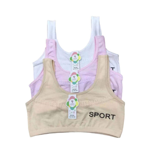 Pack of 3 Teenager Training Bras for Girls Soft Cotton, Breathable, and Comfortable Puberty Bras, Free Size, Stylish, and Durable