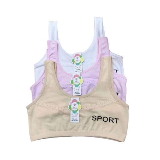 Pack of 3 Teenager Training Bras for Girls Soft Cotton, Breathable, and Comfortable Puberty Bras, Free Size, Stylish, and Durable
