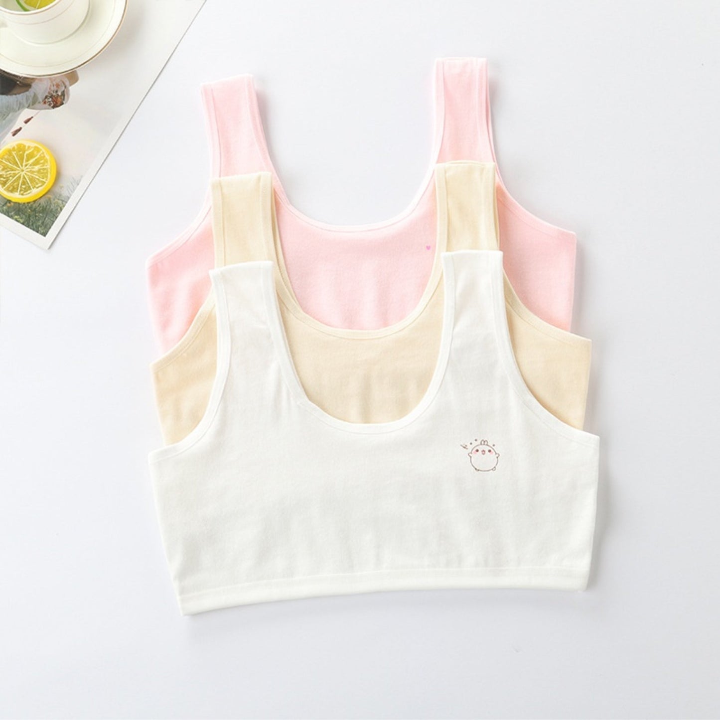 Pack of 3 Teenager Training Bras for Girls Soft Cotton, Breathable, and Comfortable Puberty Bras, Free Size, Stylish, and Durable