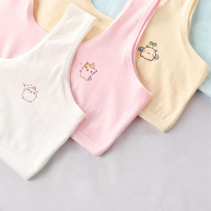 Pack of 3 Teenager Training Bras for Girls Soft Cotton, Breathable, and Comfortable Puberty Bras, Free Size, Stylish, and Durable