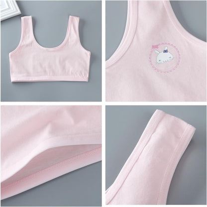 Pack of 3 Teenager Training Bras for Girls Soft Cotton, Breathable, and Comfortable Puberty Bras, Free Size, Stylish, and Durable
